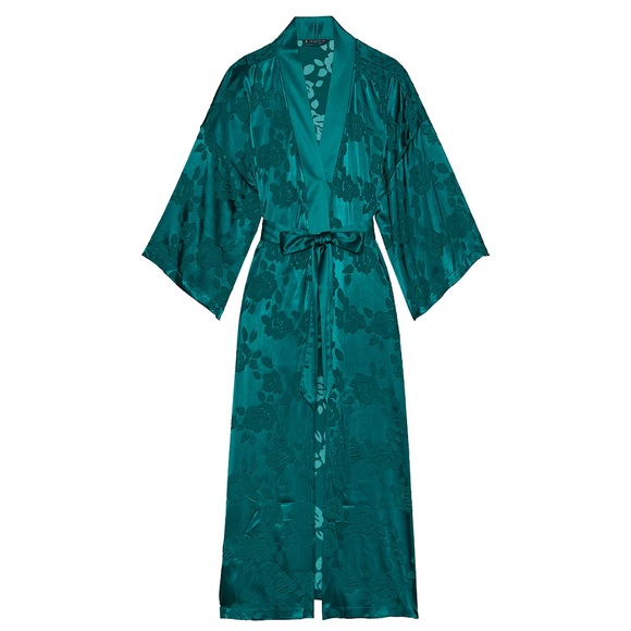VICTORIAS SECRET ARCHIVES The Robe long green size medium large sheer silky - Picture 1 of 14
